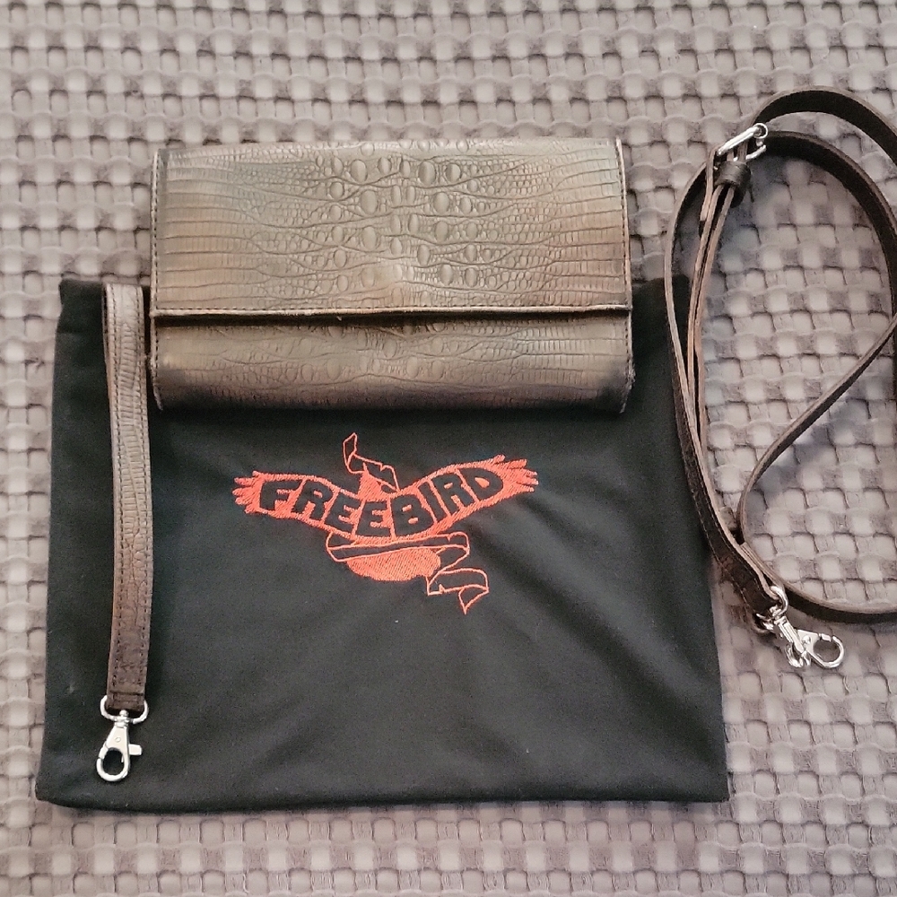 Freebird Olive Embossed Clutch